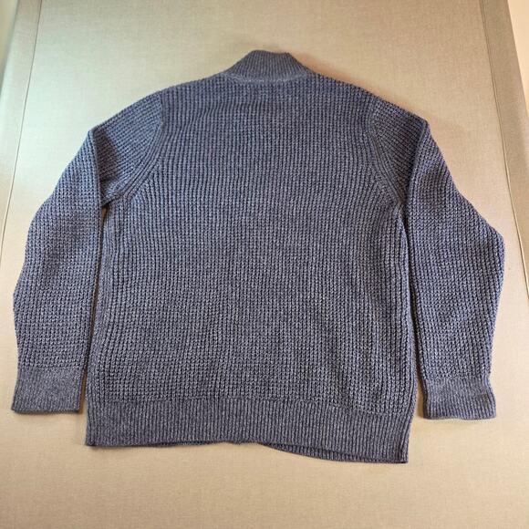 L.L. Bean Organic Cotton Full Zip Sweater Men’s M Blue Knit Jordan - Picture 2 of 11